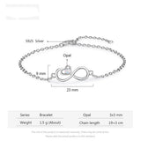 925 Silver Infinity Love Heart Necklace Opal Zircon
