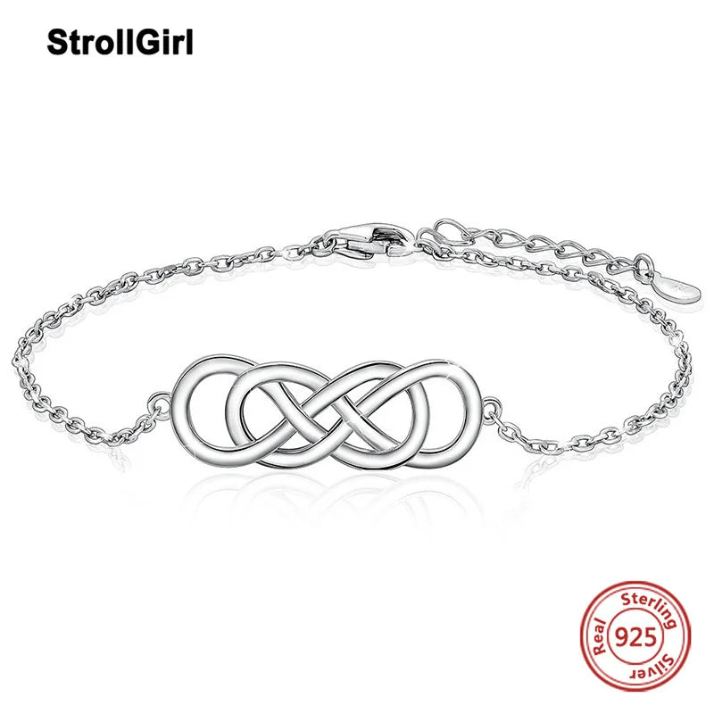 925 Silver Infinity Pendant Bracelet Celtic Knot Bangle
