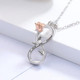 925 Sterling Silver Infinity Rose Flower Necklace Pendant Jewelry