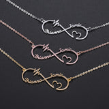 925 Silver Infinity Shape Pendant Heart Pulse Couple Name Necklace