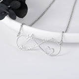 925 Silver Infinity Shape Pendant Heart Pulse Couple Name Necklace
