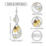 925 Silver Infinity Daisy Bee Drop Earrings Delicate Jewelry Christmas Gift