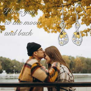 925 Silver Infinity Daisy Bee Drop Earrings Delicate Jewelry Christmas Gift