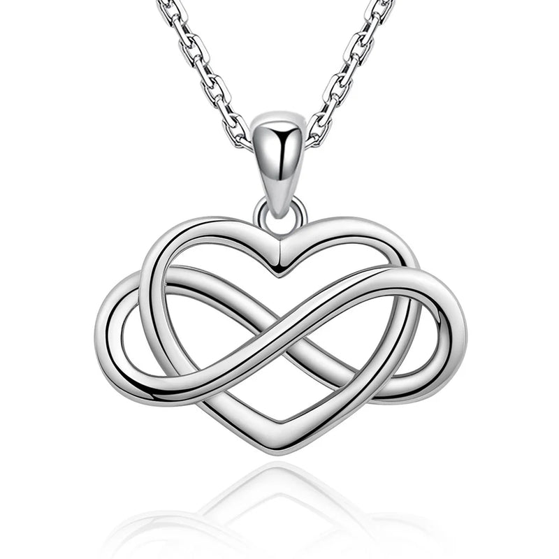 925 Silver Infinity Symbol Heart Necklace Endless Love Jewelry