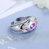 925 Sterling Silver Colorful Zircon Ring Opening Ring Gem Jewelry
