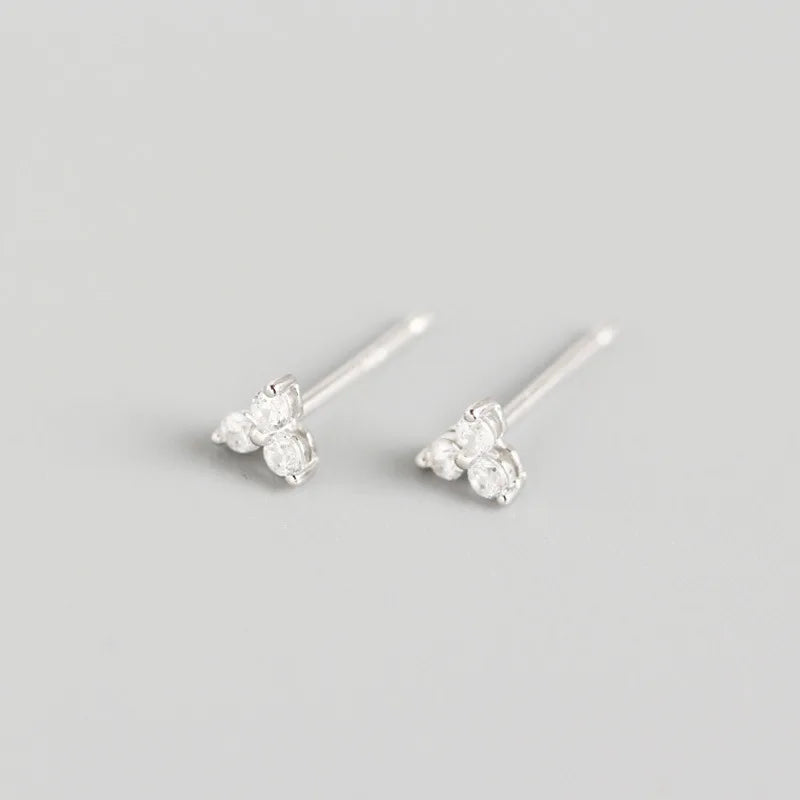 925 Silver Crystal Clover Stud Earrings Light Glamour Jewelry