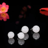 925 Silver Natural Jade Earrings Inlaid Design