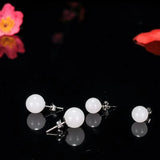 925 Silver Natural Jade Earrings Inlaid Design