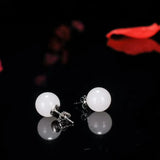 925 Silver Natural Jade Earrings Inlaid Design