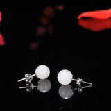 925 Silver Natural Jade Earrings Inlaid Design