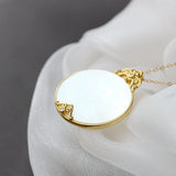 925 Silver Natural Pearl Shellfish Pendant 18K Plated