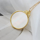925 Silver Natural Pearl Shellfish Pendant 18K Plated