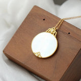 925 Silver Natural Pearl Shellfish Pendant 18K Plated