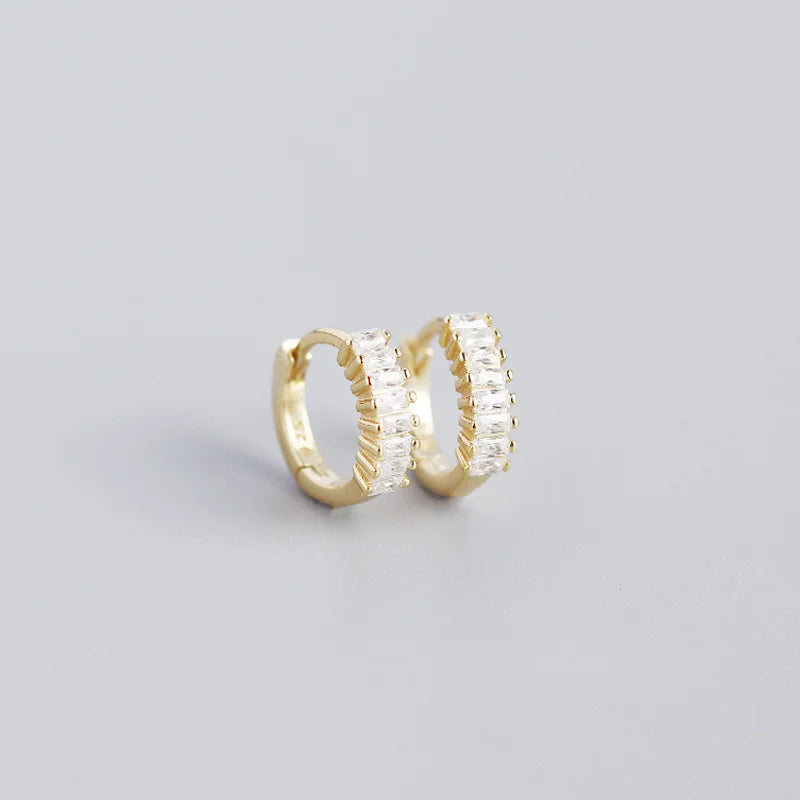 925 Silver Zircon Hoop Earrings Women's Party Accessories