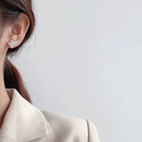 925 Silver Simulated Pearl Stud Earrings Asymmetric Small Cheese