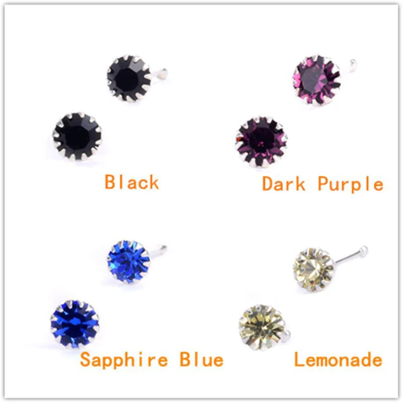 925 Sterling Silver Clear Crystal Zircon Nose Studs