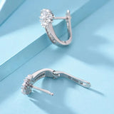 925 Silver Zircon Crystal Flower Earrings Women's Jewelry