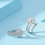 925 Silver Zircon Crystal Flower Earrings Women's Jewelry