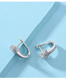 925 Silver Zircon Crystal Flower Earrings Women's Jewelry