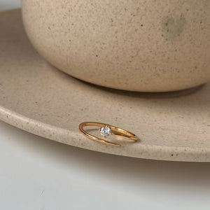 925 Silver Zircon Mini Lines Open Ring For Women Jewelry