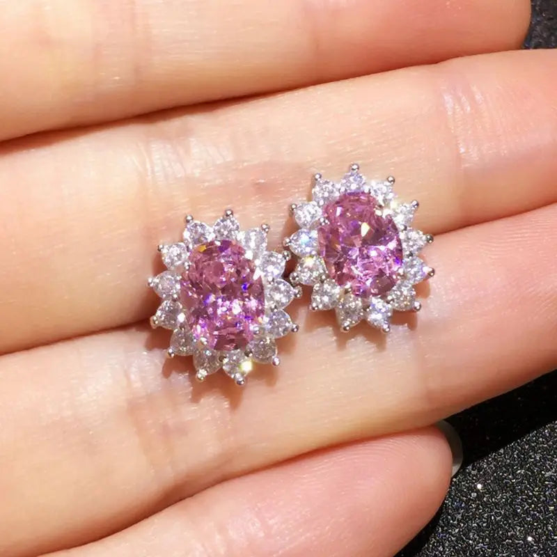 925 Silver Princess Diamond Earrings Proposal