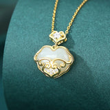 925 Silver Natural Hotan Jade Retro Necklace for Women