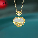 925 Silver Natural Hotan Jade Retro Necklace for Women