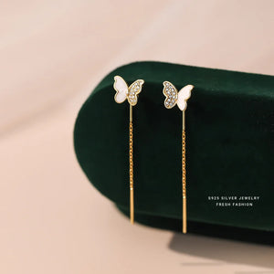 925 Silver Zircon Butterfly Earrings for Women