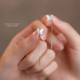 925 Silver Zircon Butterfly Earrings for Women