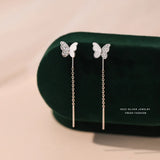 925 Silver Zircon Butterfly Earrings for Women