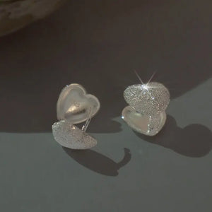 925 Silver Ins Wind Sand Love Earrings, Net Red Versatile Earrings