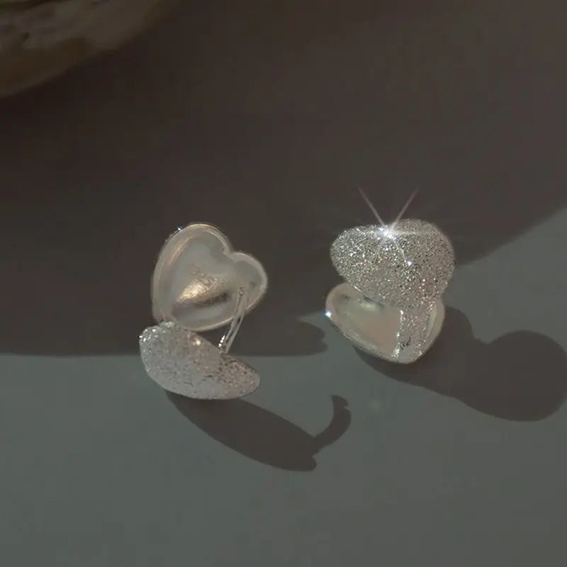 925 Silver Ins Wind Sand Love Earrings, Net Red Versatile Earrings