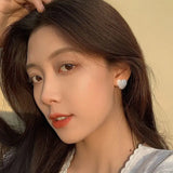 925 Silver Ins Wind Sand Love Earrings, Net Red Versatile Earrings