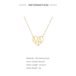 925 Silver Ins Wind Heart Letter Necklace Mother's Gift Women's Necklaces