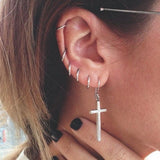 925 Silver Christian Cross Dangle Earrings Gift Women
