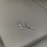 925 Silver Christian Cross Dangle Earrings Gift Women
