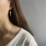 925 Silver Christian Cross Dangle Earrings Gift Women