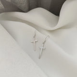 925 Silver Christian Cross Dangle Earrings Gift Women