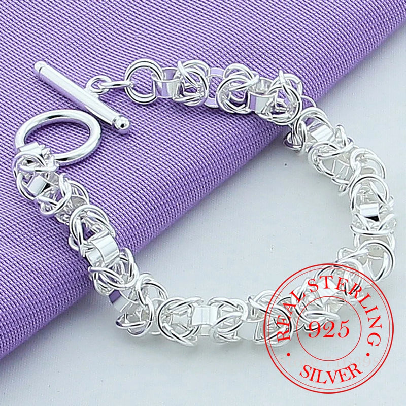 925 Silver Circle Chain Bracelet OT Buckle