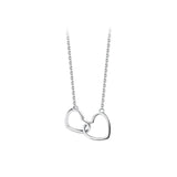 925 Silver Interlocking Love Heart Pendant Necklace For Women