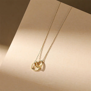 925 Silver Interlocking Love Heart Pendant Necklace For Women