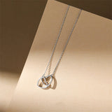 925 Silver Interlocking Love Heart Pendant Necklace For Women