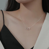 925 Silver Interlocking Love Heart Pendant Necklace For Women