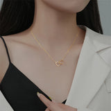 925 Silver Interlocking Love Heart Pendant Necklace For Women