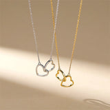 925 Silver Interlocking Love Heart Pendant Necklace For Women
