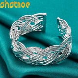925 Silver Intertwined Bangle Bracelet For Women