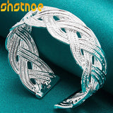 925 Silver Intertwined Bangle Bracelet For Women