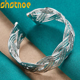 925 Silver Intertwined Bangle Bracelet For Women