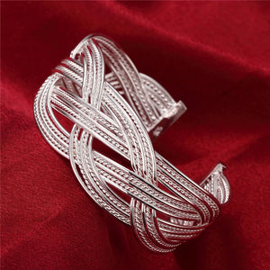 925 Silver Intertwined Bangle Bracelet For Women Party Jewelry