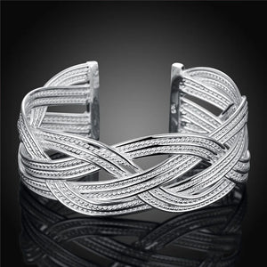 925 Silver Intertwined Bangle Bracelet For Women Party Jewelry